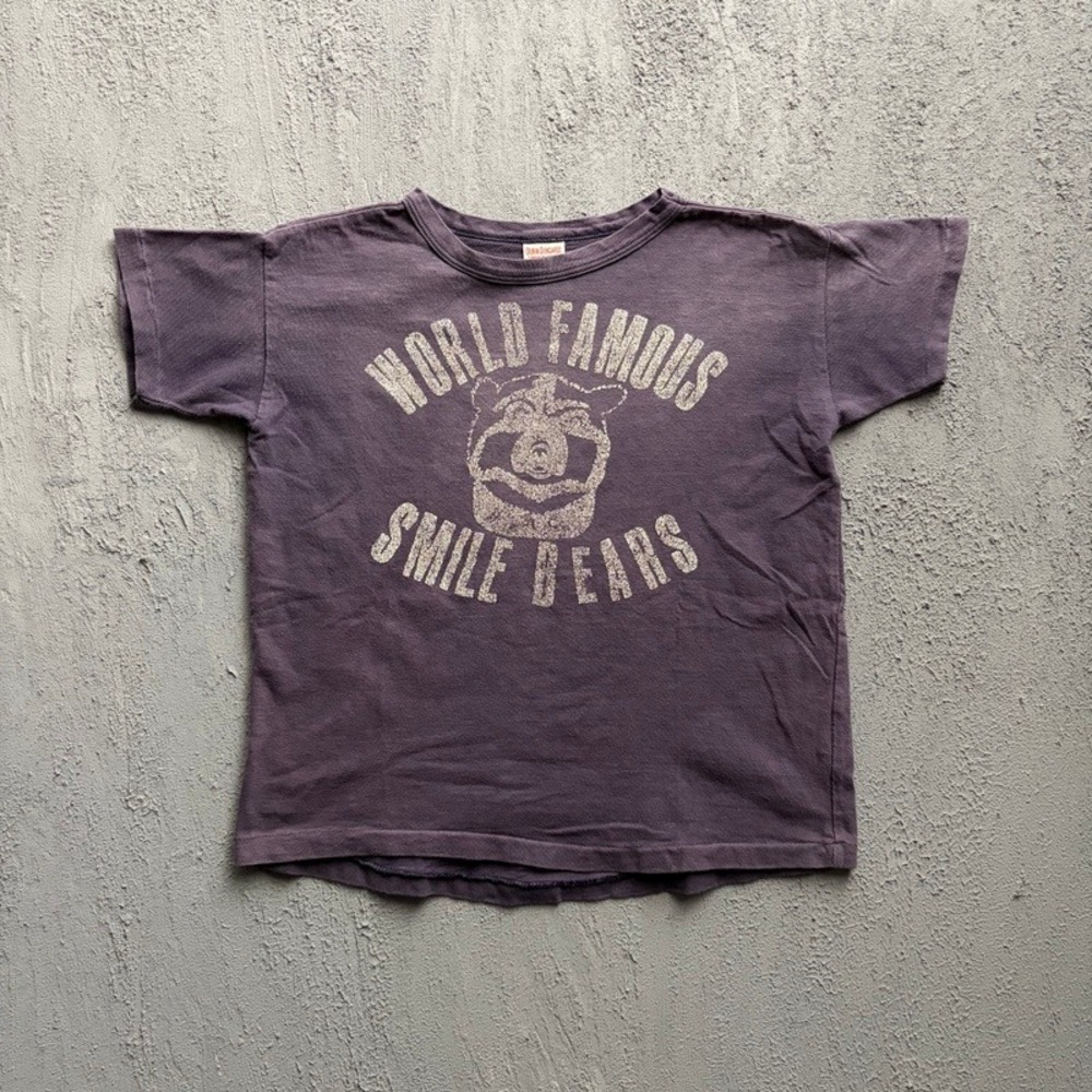 Denim Dungaree T-Shirt Medium 120CM Purple Smile Bears Japan Baby Tee